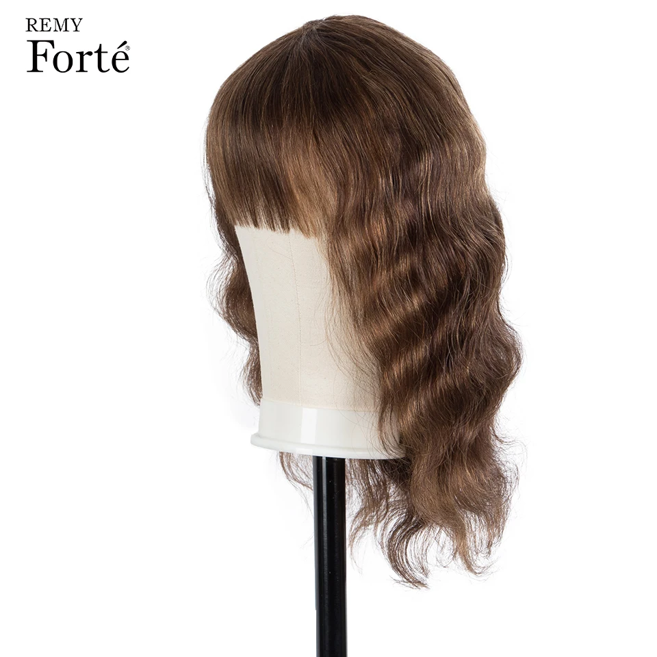 Парики из человеческих волос для женщин парики с волнистыми волосами челкой