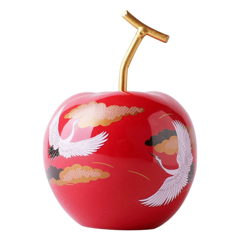 New Chinese Creative Red Apple Pear Figurine Living Room TV Cabinet Xiangyun Crane Feng Shui Ornaments Home Decoration Crafts | Дом и сад