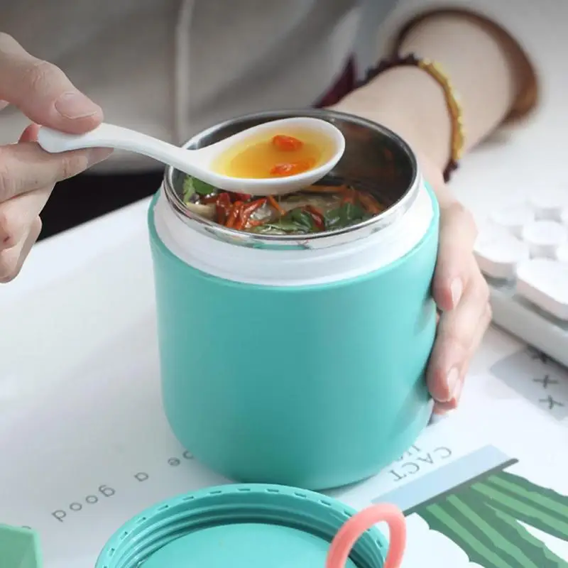 

430ml Thermal Lunch Box Food Container with Spoon Steel Vaccum Cup Soup Cup Insulated Lunch Box For School
