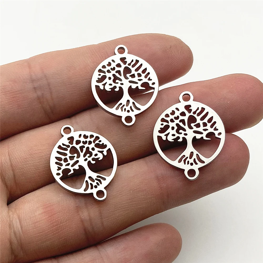 

3 шт. 17*23 мм 100% Нержавеющая сталь древо жизни Ювелирные изделия Аксессуары "сделай сам" для изготовления ручной работы, двойное узорное дерев...