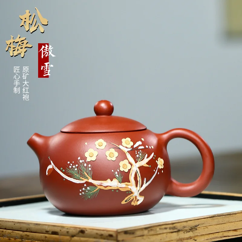 

Tea making teapot Yixing purple clay teapot origin zhidahongpao hand painted Xishi teapot