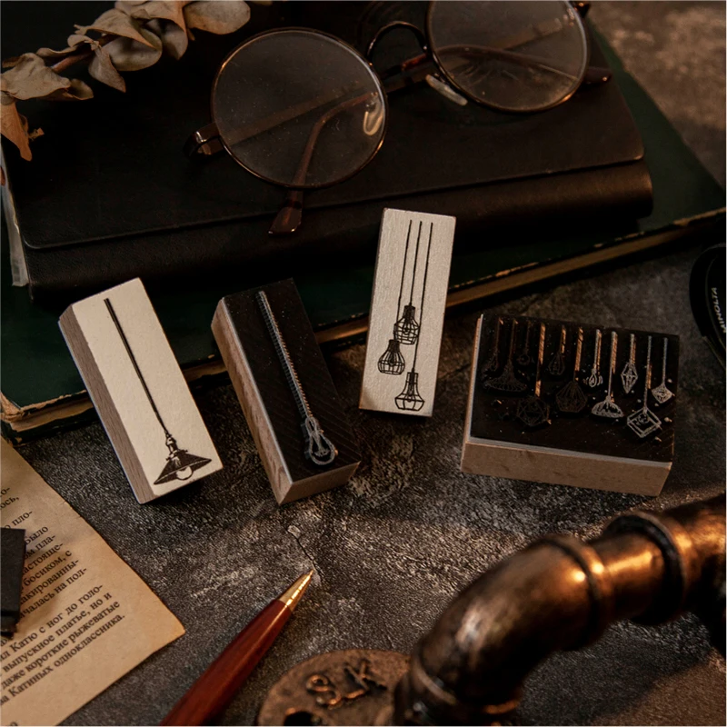 Винтажный штамп Луна старинная лампа деревянные и резиновые штампы для