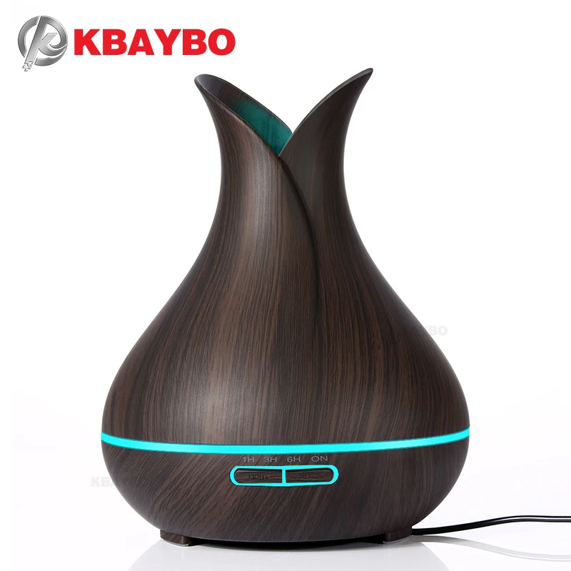 

KBAYBO 400ml electric Aroma Essential Oil Diffuser Ultrasonic Air Humidifier Wood Grain Cool Mist maker LED Night Light for home