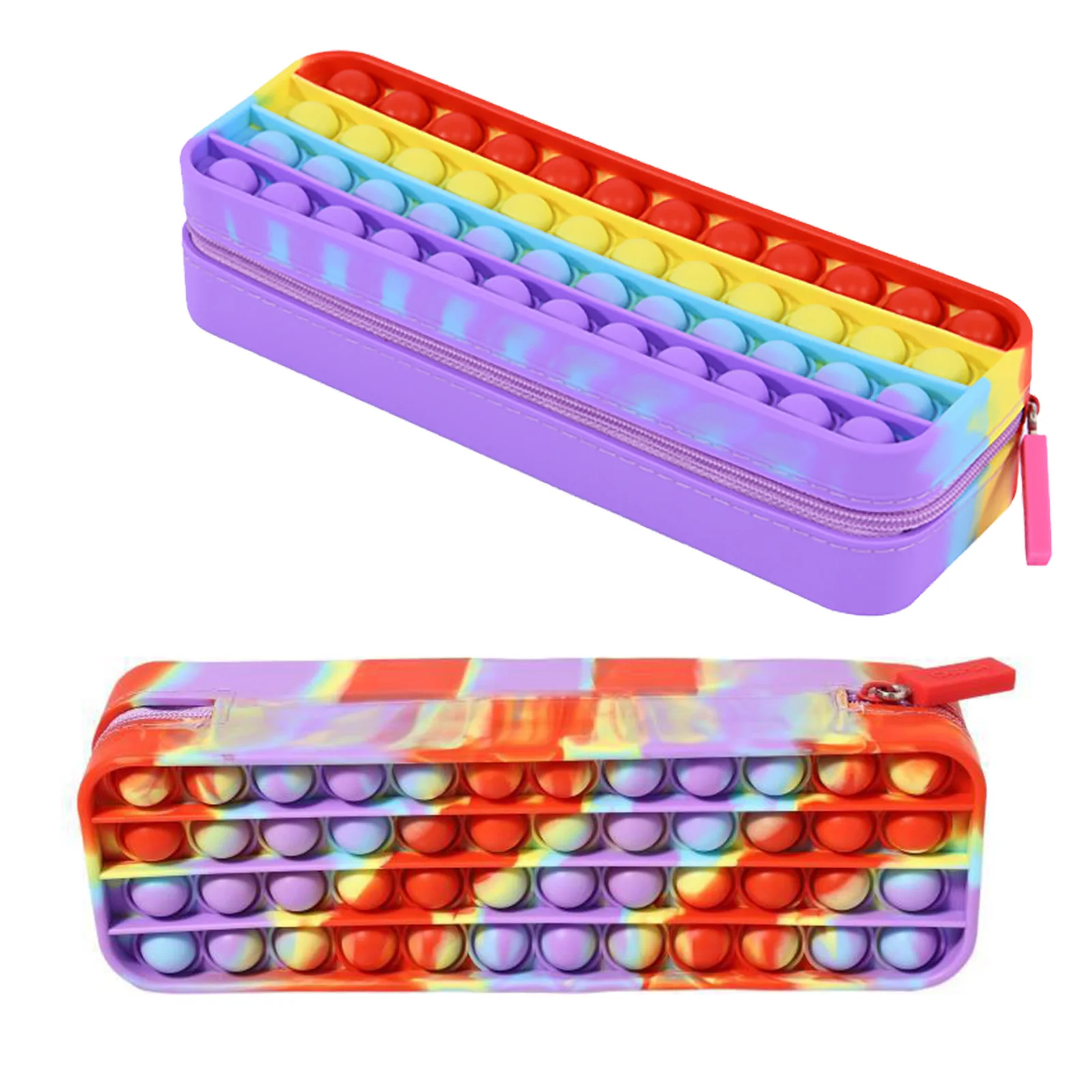 

Fidget Toys Popiteds Pencil Case Simples Sensory Antistress Silicone Bubble Stationery Storage Bag for Children Push Its Rainbow