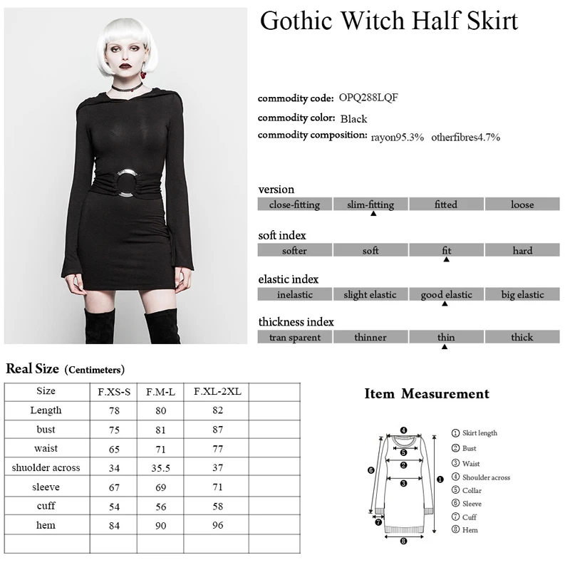 Панк рейв Новый Готический Ведьма черный Мягкая вязаная ткань платье оверсайз