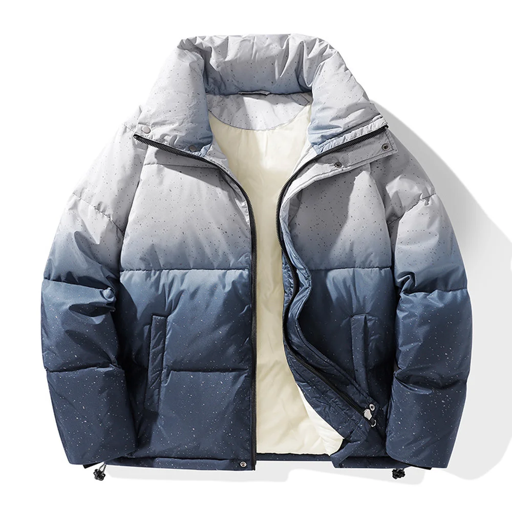 Covrlge Winter Men's Down Jacket Gradient Color New Stand-up Collar Loose Warm Personality Tide Brand Jacket Coat Male MWY045