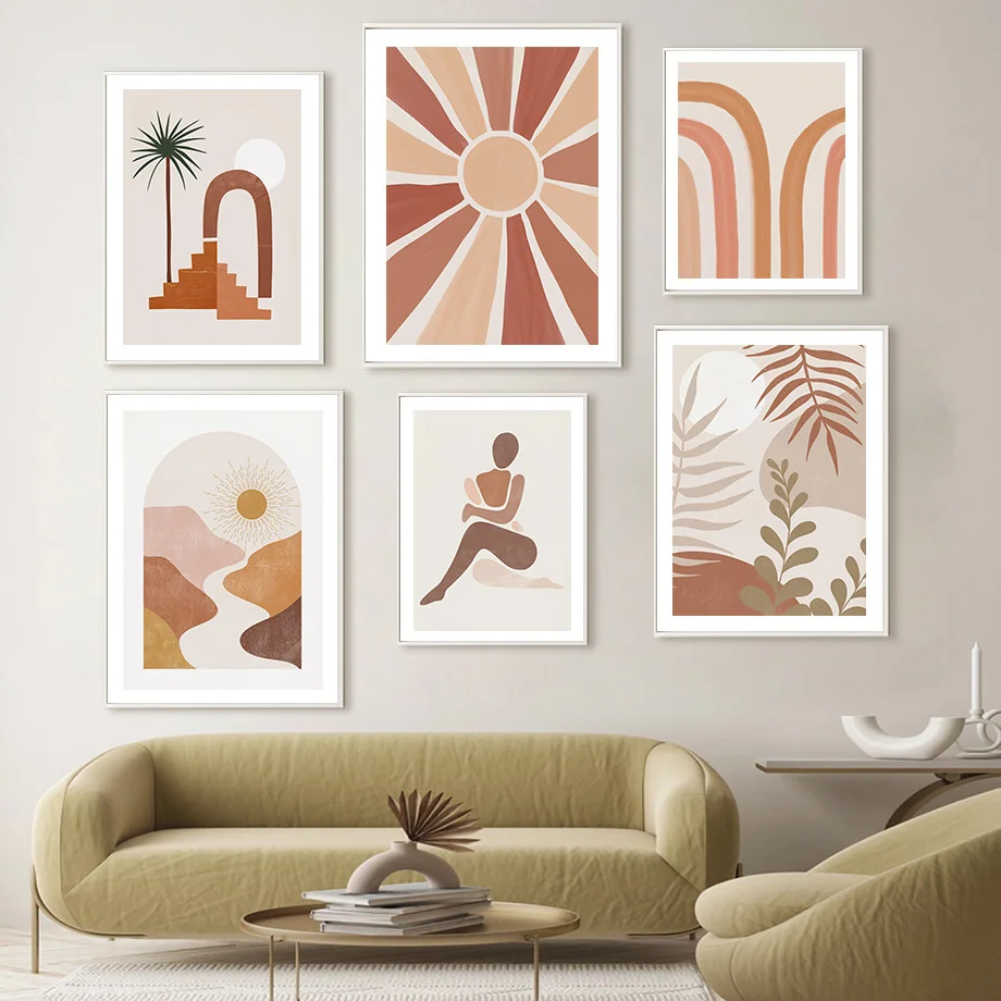 

Sunshine Rainbow Leaves Girl Abstract Boho Wall Art Canvas Painting Nordic Posters And Print Wall Pictures For Living Room Decor