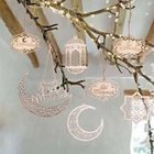 Рамадан ИД Мубарак деревянное ремесло Луна деревянная табличка украшения для дома подвесное украшение кулон мусульманвечерние праздничные принадлежности