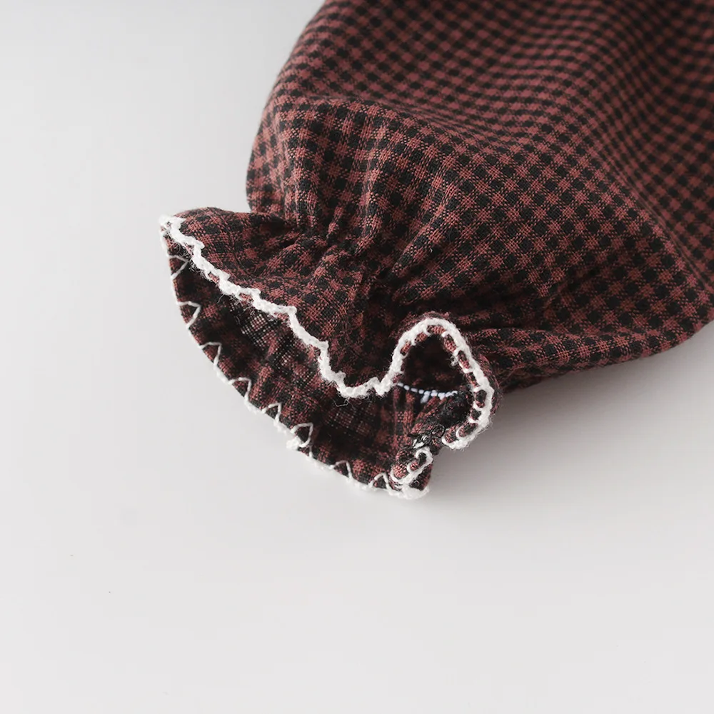 2021 весенние боди для маленьких девочек Клетчатое с длинными рукавами и юбка