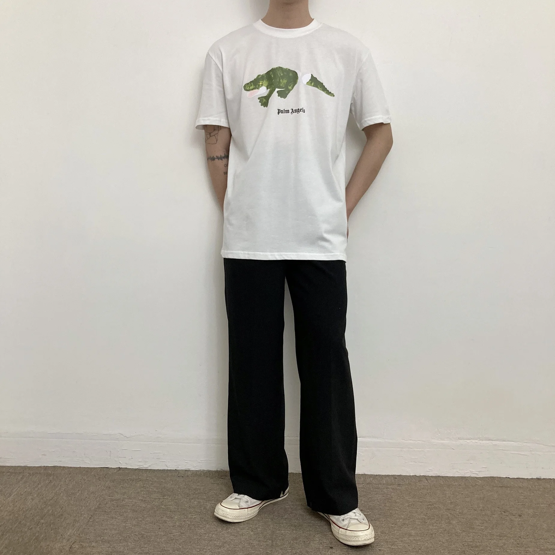 

Palm Angels tail print short-sleeved couples same style loose T-shirt for men women 023165