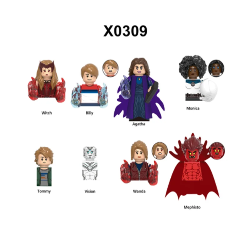 

8pcs Groot Falcon Vision Wanda Winter Soldier Scarlet Witch Building Blocks Bricks Superhero Action Figures Toys Children Gifts