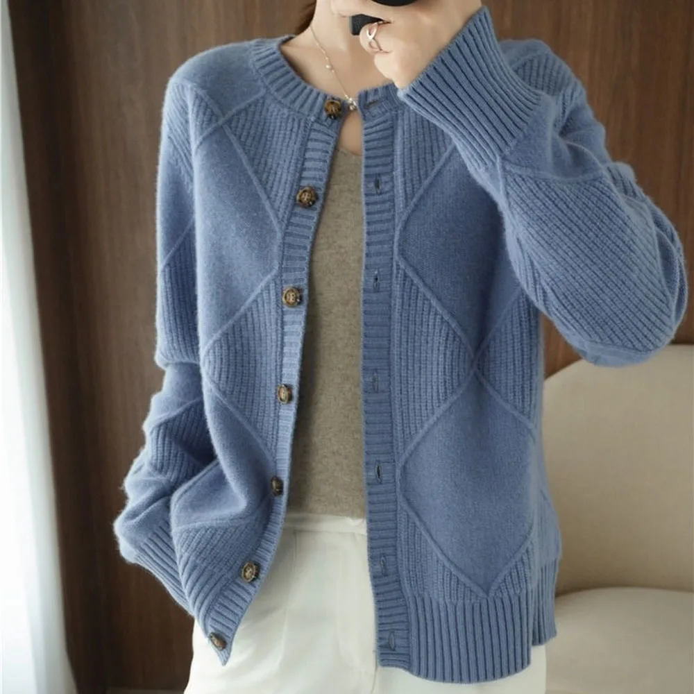 

Simplee Casual O-neck Knitted Cardigan Women Autumn Winter Lantern Sleeve Button Female Cardigan Fashion Ladies Solid Sweater
