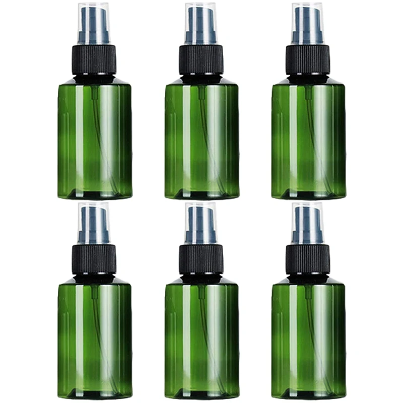 

6Pcs Green PET Travel Spray Bottles 3.4Oz(100Ml) with Black Fine Misting Sprayers for Cleaning Gardening Kitchen Plants