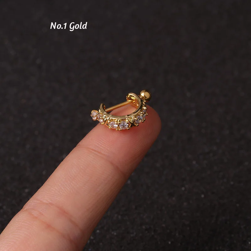 1 шт. новая корона Cz обруч хряща Huggie серьги пирсинг спираль Tragus Rook Daith Snug Conch украшения для ушного пирсинга 0,8x8 мм