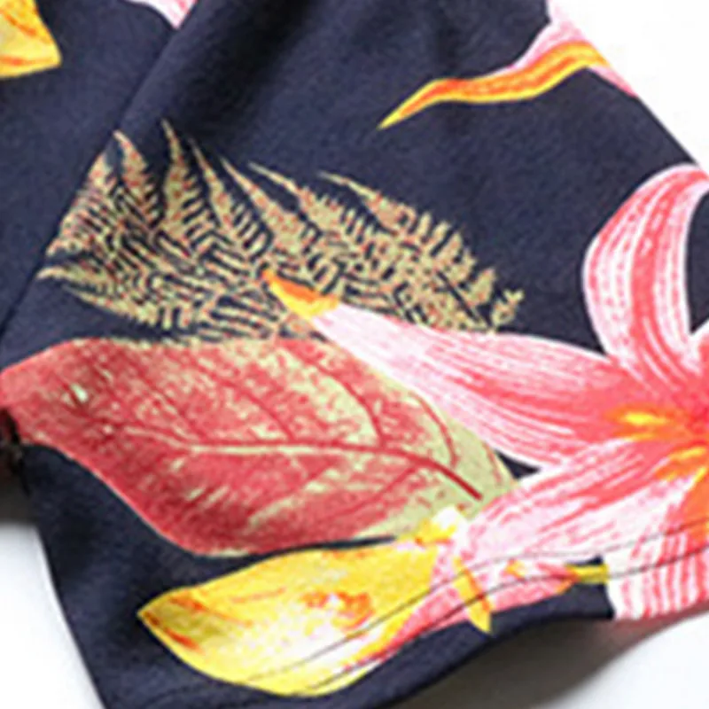 

Women Short Sleeve V-neck Floral Print Dress Ladies Summer Fashion Casual Ruffle Hem Dress Holiday Beach Wear