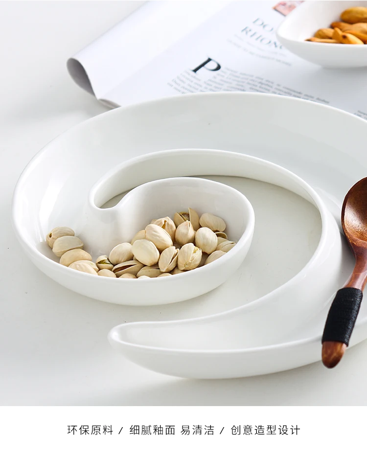 Bone China Тарелка Белая Керамическая С Dim Sum тарелка домашняя Deocr рождественские тарелки тарелка для фруктов десертный поднос посуда