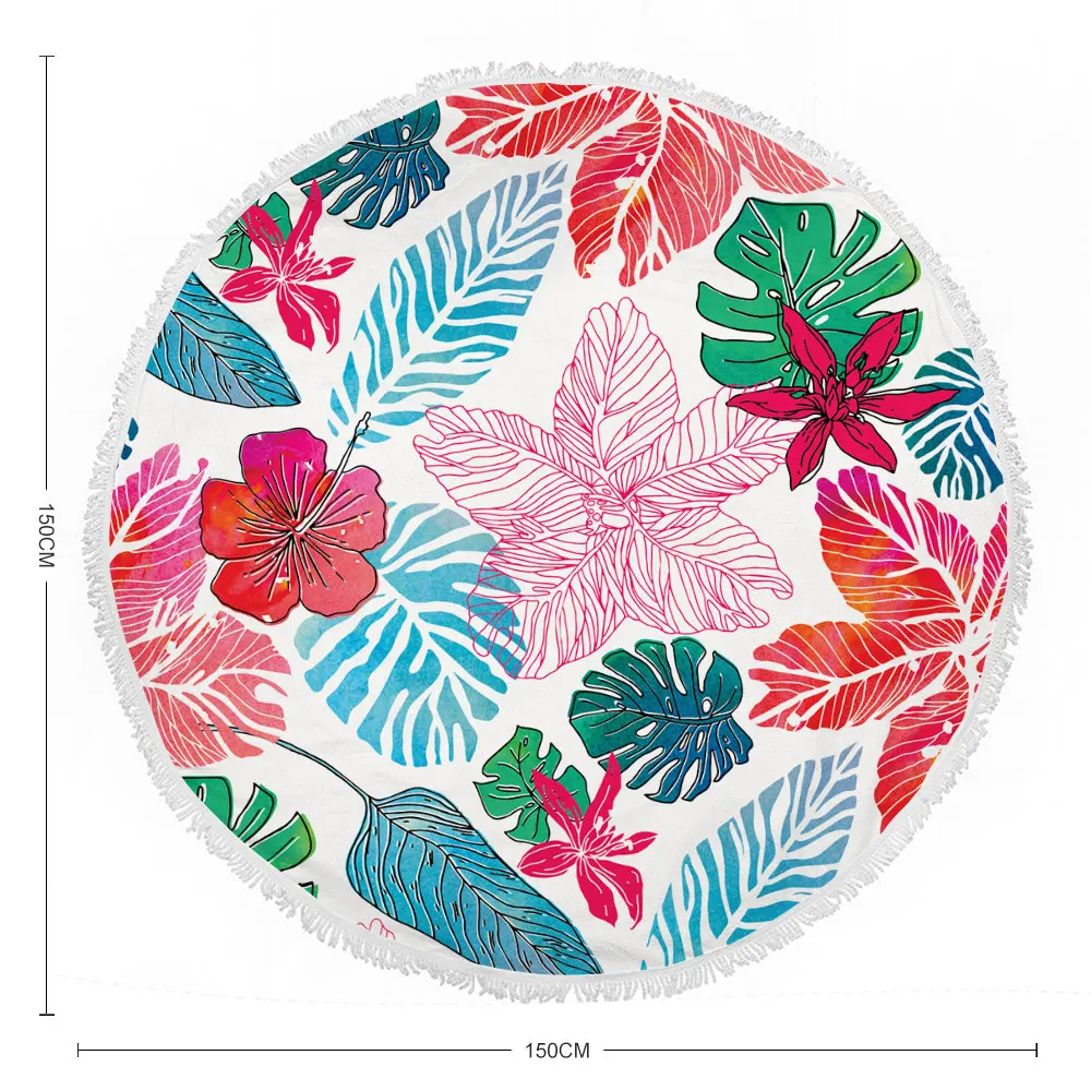 Круглое пляжное полотенце на заказ для взрослых банное одеяло с принтом коврик