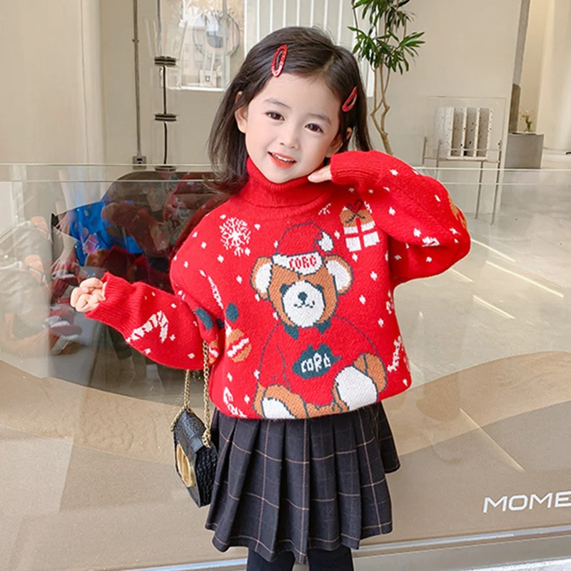 

Girls Boys Sweater Kids Coat Outwear 2022 Stylish Plus Velvet Thicken Warm Winter Autumn Knitting Wool Cotton Formal Bottoming C