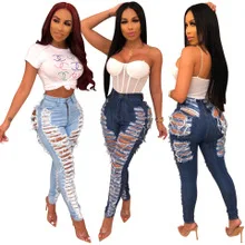 

European and American Fashion Trend Slim Washed Hole Lace Denim Shorts