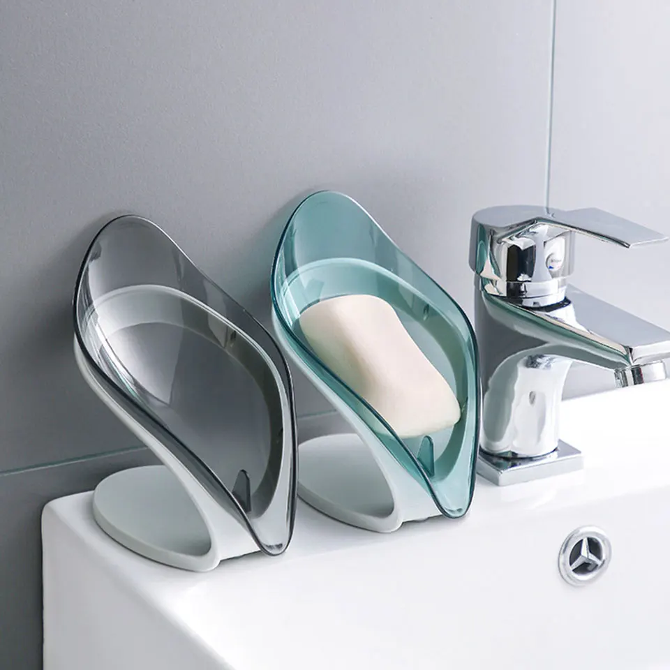 

Bathroom Soap Holder Leaf Shape Suction Cup Soap Box Dish Storage Box Non-slip Drain Soap Case Container Bathroom Accessories