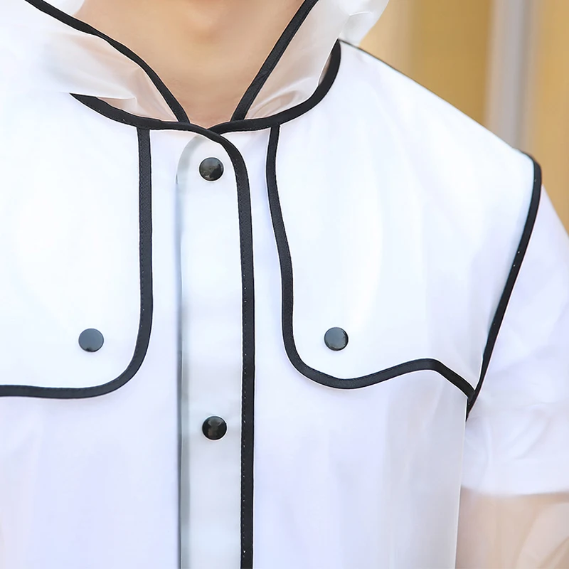 Женский длинный прозрачный дождевик с капюшоном из ЭВА пончо для прогулок на