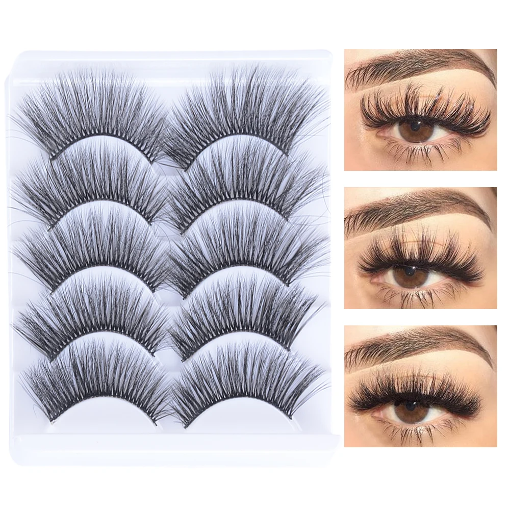 5 пар натуральные Толстые Накладные ресницы 3D норковые волосы длительные для