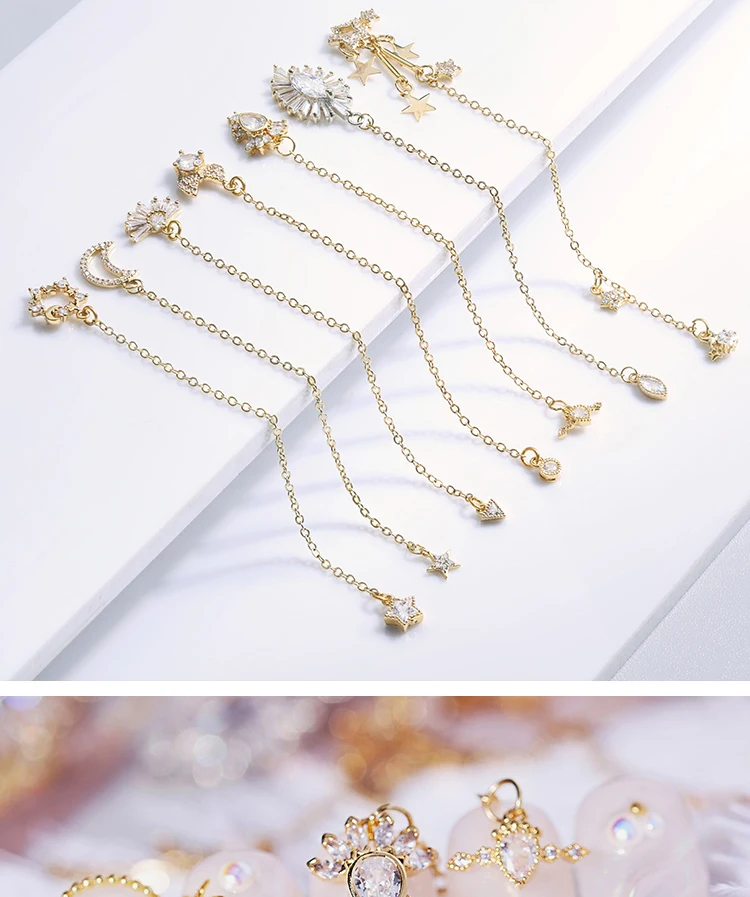 1 Pc Nail Charms Alloy Drill Chains Mixed Shape Ornament Bling Rhinestones Studs Charms 3D Nail Art Decoration Accessories