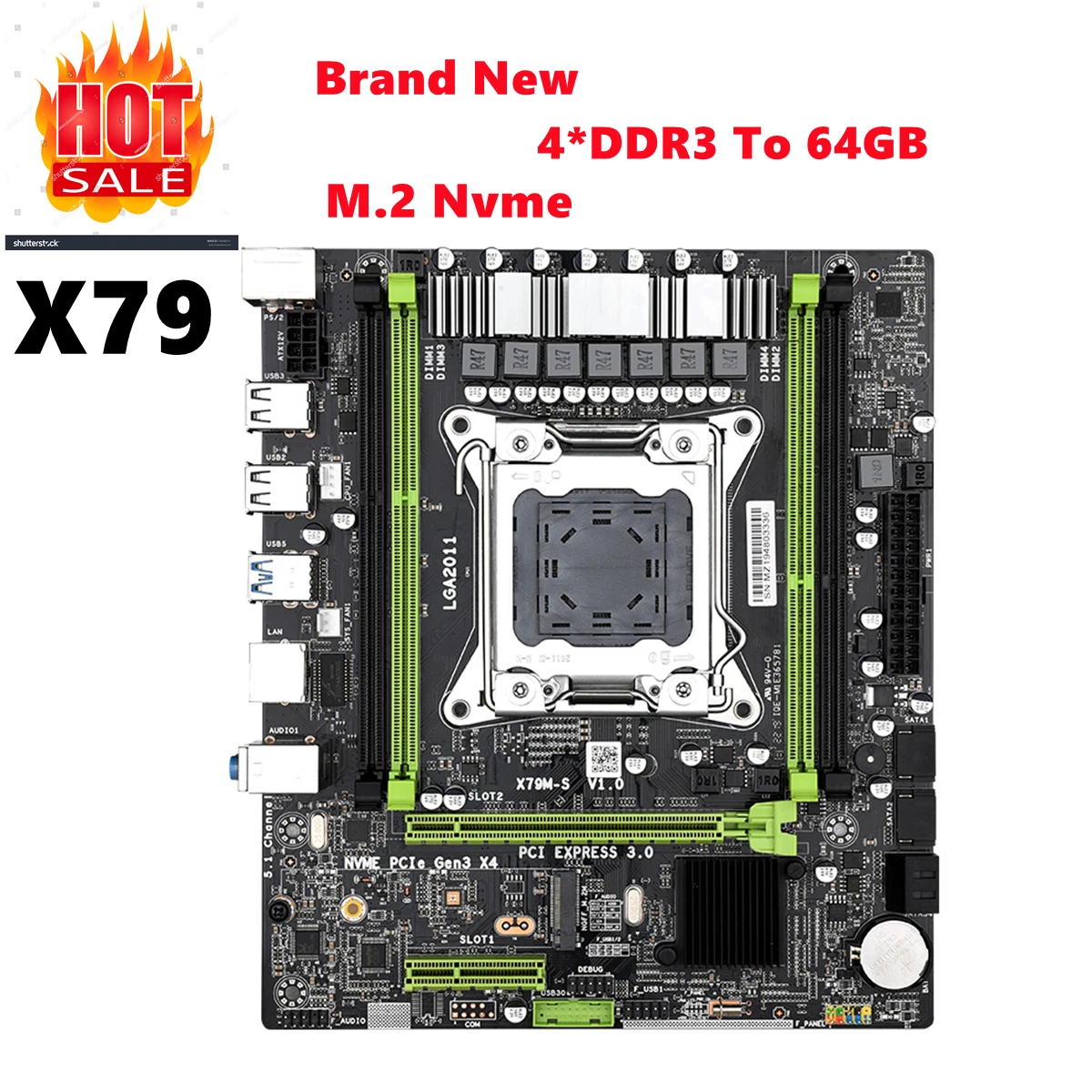 Материнская плата X79 LGA 2011 PC материнская Mircro ATX M.2 Lga2011 с поддержкой Xeon E5 4 * DDR3 REG ECC 64