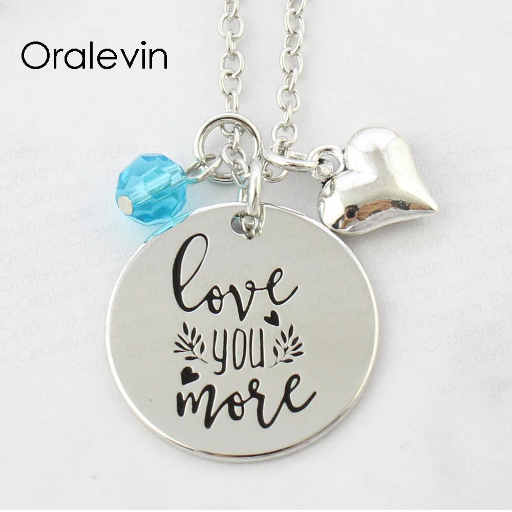 

Оптовая продажа, ожерелье с подвеской с гравировкой LOVE YOU MORE, подарок на день матери, Женские Ювелирные изделия, 10 шт./лот, # LN355