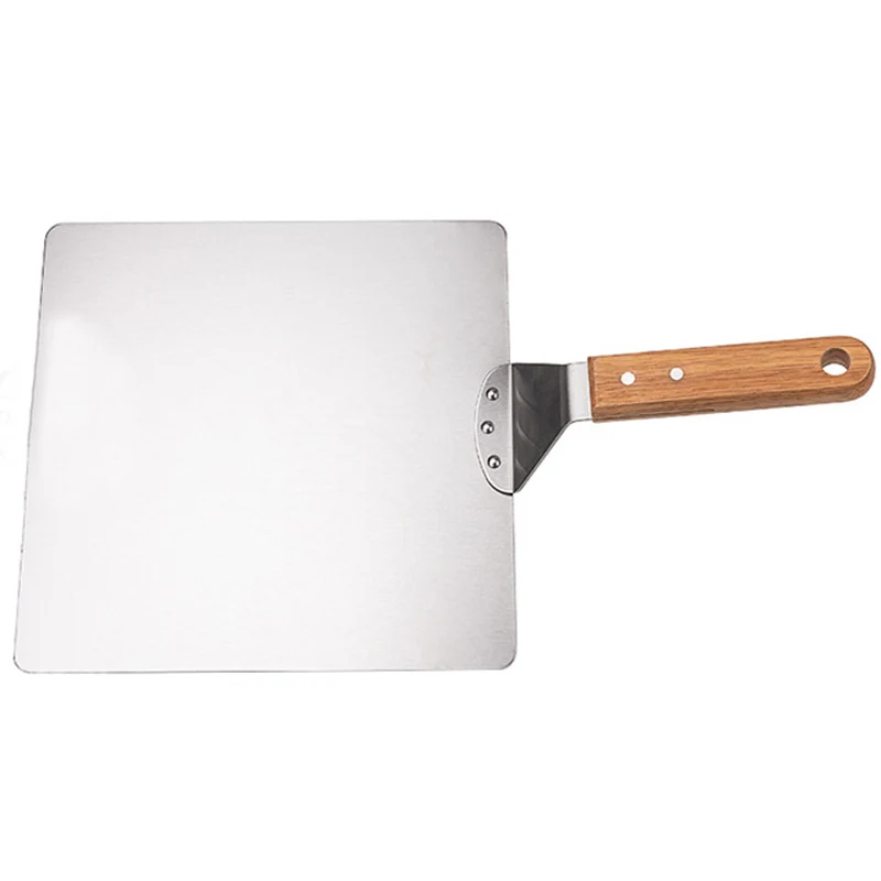 

10 Inch Stainless Steel Shovel for Pizza Safe Transfer with Wooden Handle Square for Pizza Safe Transfer and Baking K88