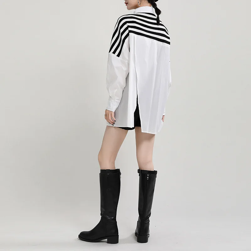 

shirts 2021 Autumn/winter Retro Striped French Air Shirt Korean Version Loose-fitting Thin Shirt Top Woman Vintage Top Blouse