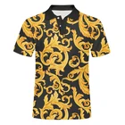 Рубашка-поло IFPD мужская с коротким рукавом, люксовая блуза с принтом золотых цветов, барокко, летняя одежда для выпусквечерние вечера