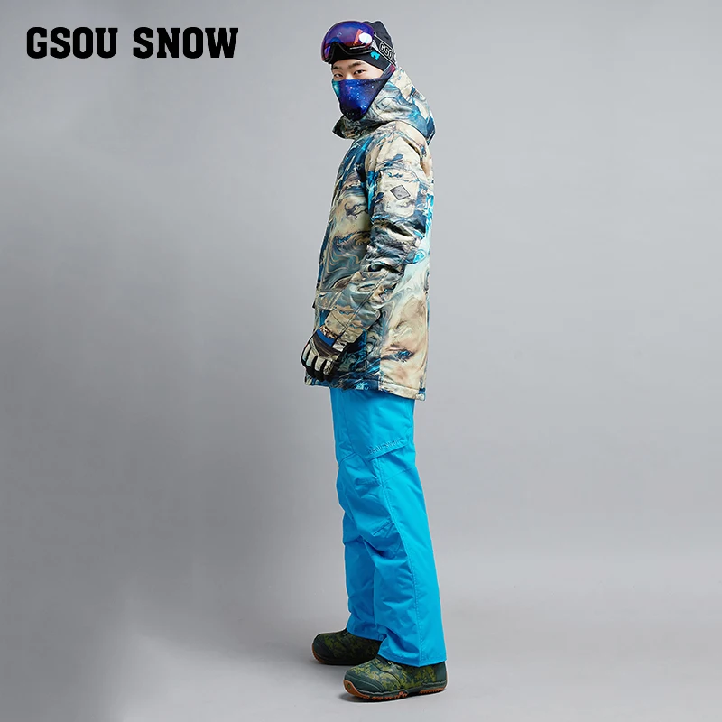 Супер теплый мужской лыжный костюм 2019 куртка для сноуборда штаны ветрозащитная