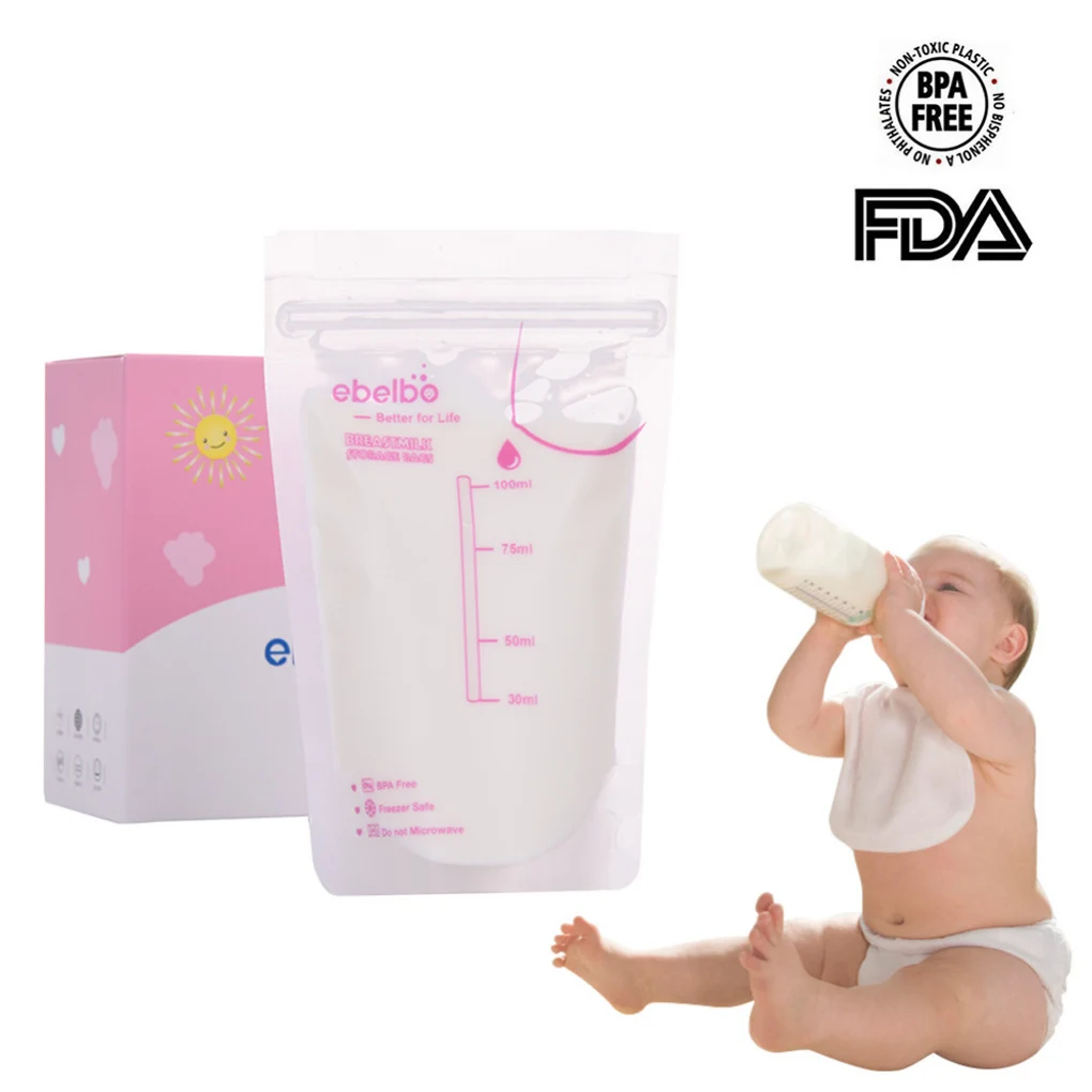

30pcs Breast Milk Storage Bag Milk Freezer Bags Baby Food Pouch Infant Double Zipper Feeding Bags