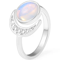 vintage moonstone opal crystal natural decorations stone open rings moon couple ring jewelry accessories carve women gift