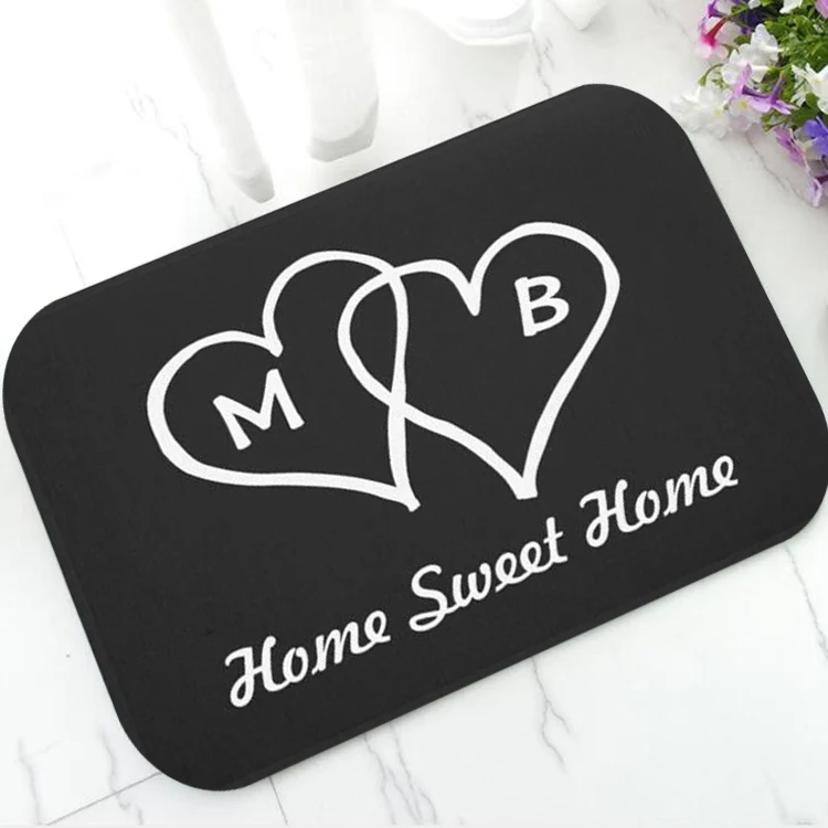 Chic Stylish Interlocking Hearts Custom Monograms Doormat for Couple Modern Home Sweet Kitchen Bath Door Mat Rug Carpet | Дом и сад