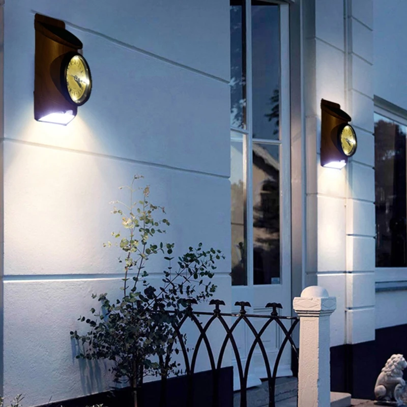 

Solar Motion Sensor Lights Outdoor Wireless Security Lights with Clock Vintage Pattern IP44 Waterproof Solar Deck Lights 28GF