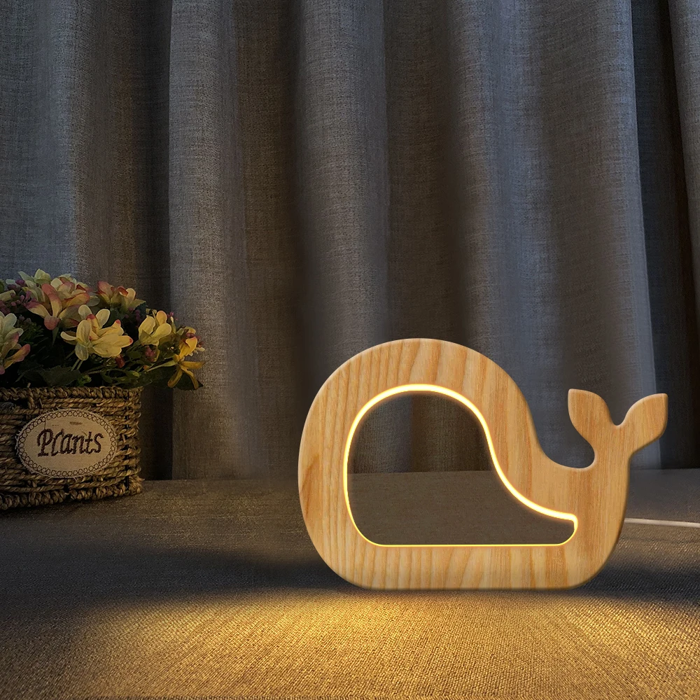 Buttlefly Elephant Snail Ghost Latest Animal Figure Wooden 3D LED Night Light Warm White Novelty Kid Bedroom New Table Lamp | Освещение