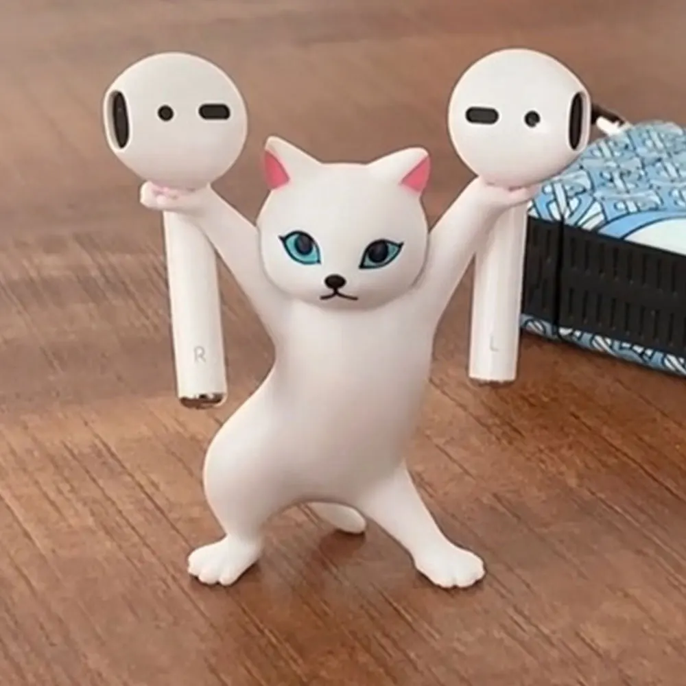 

Dancing Cat Earphone Stand For AirPods 1 2 3 Headset Bluetoot INS Penholder Desktop Display Stand Cute Doll Handmade Decoration
