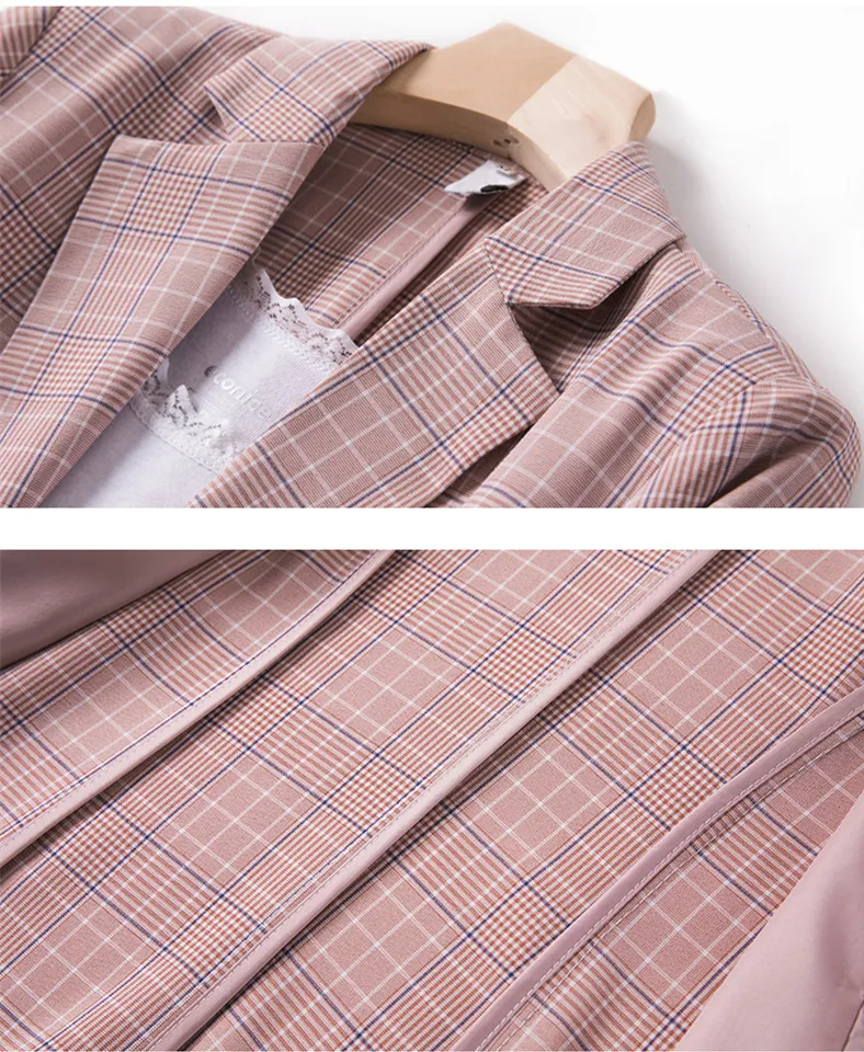 

Women 2020 New Arrival Spring Autumn Plaid Suit Jackets Casual Thin Blazer Jacket Fashion Houndstooth Outerwear Tops