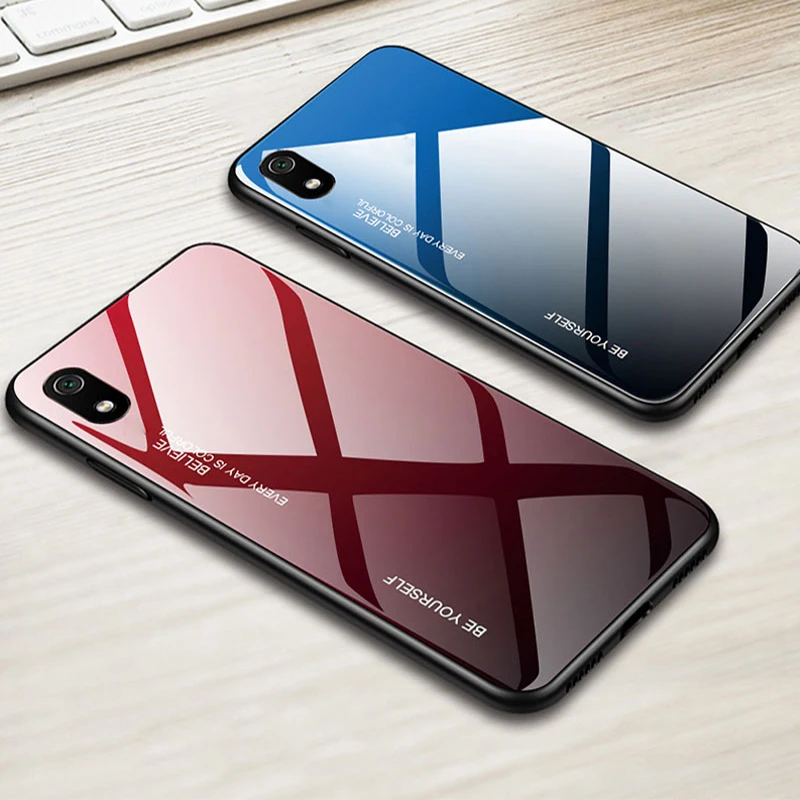 Жесткий Чехол для Xiao mi Red 7A чехол из закаленного стекла полная защита Мягкий TPT и PC