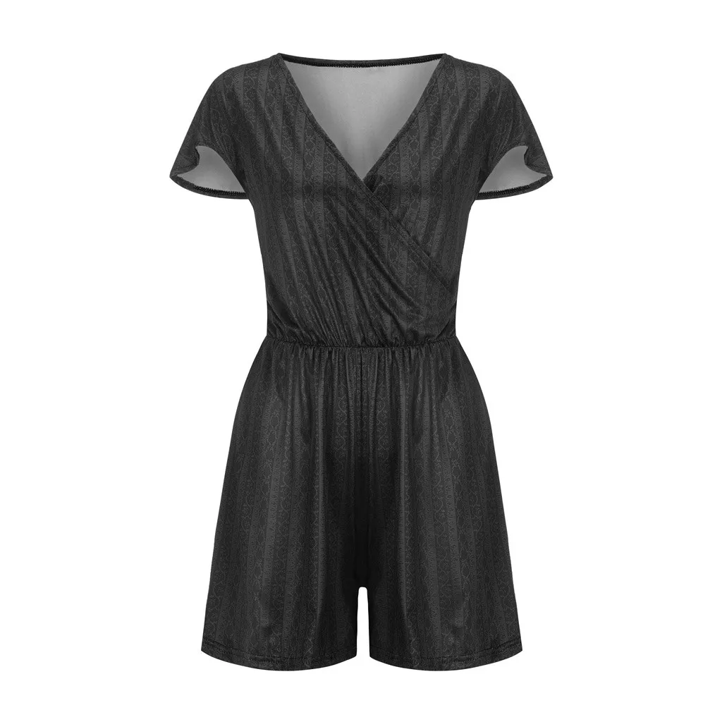 Женский цельный комбинезон с карманами Свободный коротким рукавом и принтом 2020 |