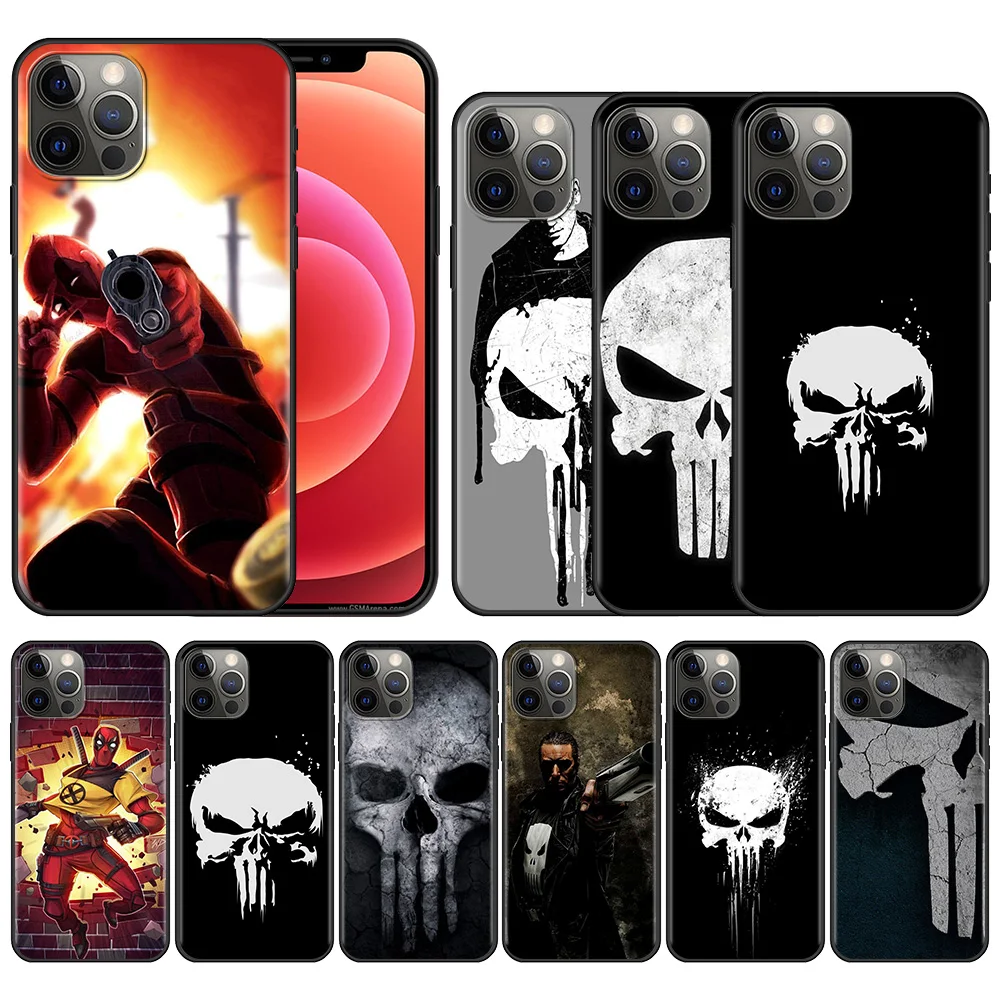 

Phone Case For Apple iPhone 11 12 13 Pro Max X XR XS 7 8 6 6s Plus 5S 5 SE 2020 Soft Case Marvel Punisher