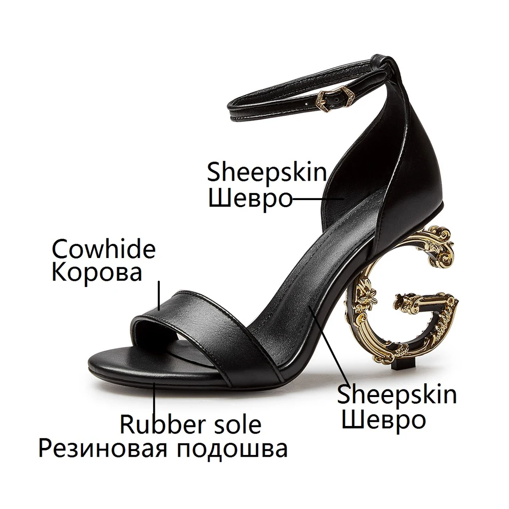 

Fashion Summer Women Shoes High Heel Women Genuine Leather Black Apricot Sandals Round Toe Sexy Shoes For Girls Ladies Sandalias