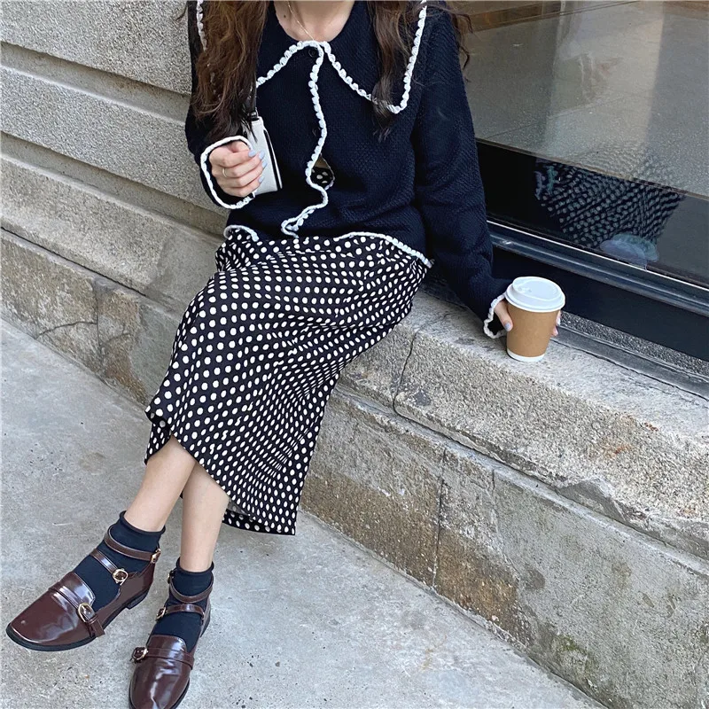 Новый женский свитер комплект из 2 предметов Женский вязаный костюм клетчатая