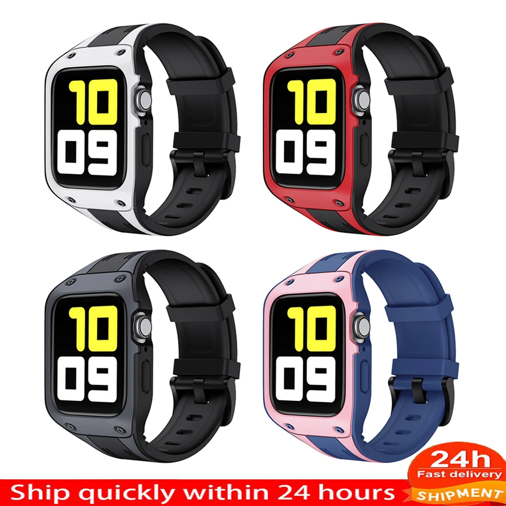 Мягкий силиконовый спортивный ремешок для часов apple watch series 5/4/3/2 с защитным чехлом