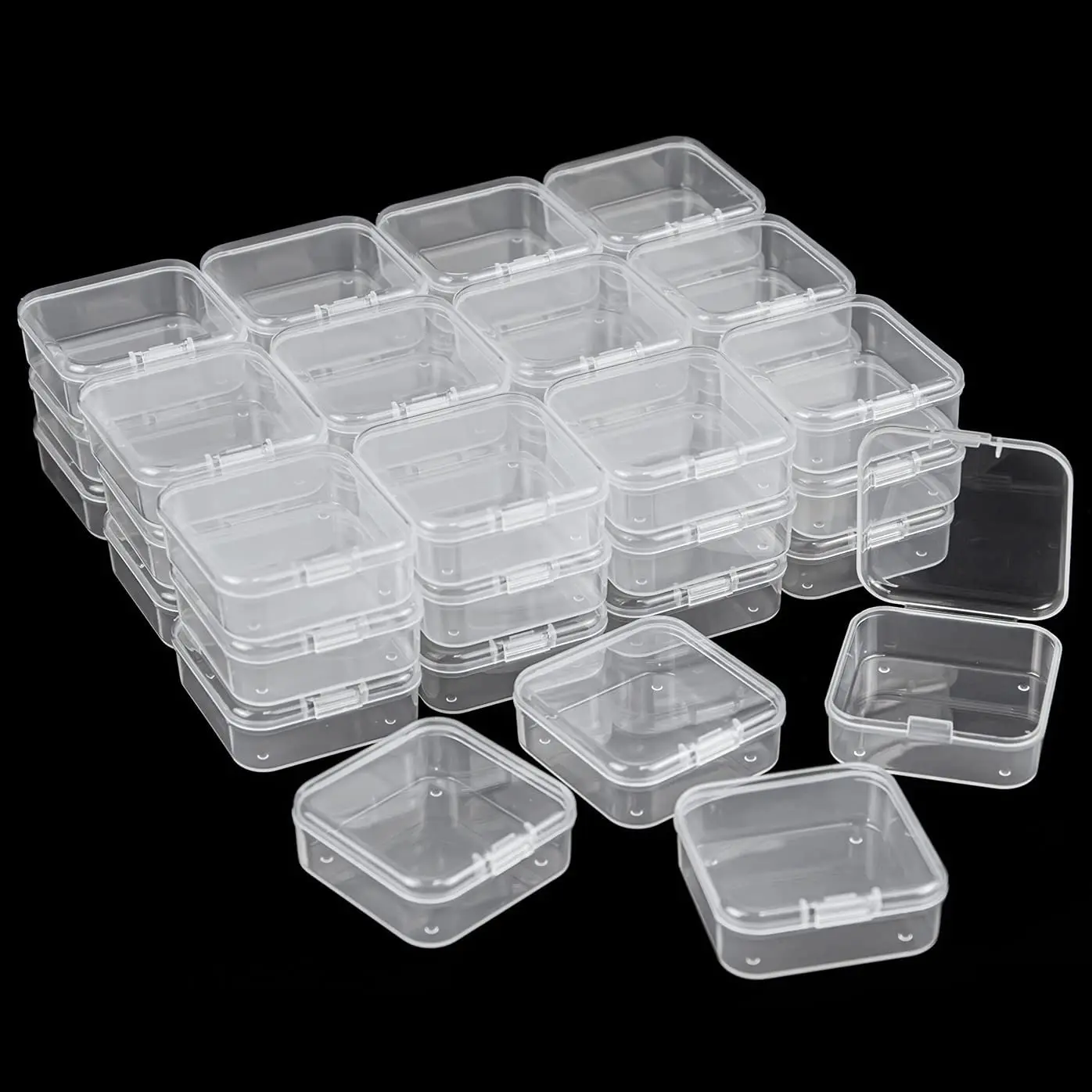 

6Pcs Small Boxes Square Transparent Plastic Jewelry Storage Case Finishing Container Packaging Storage Box for Earrings Rings