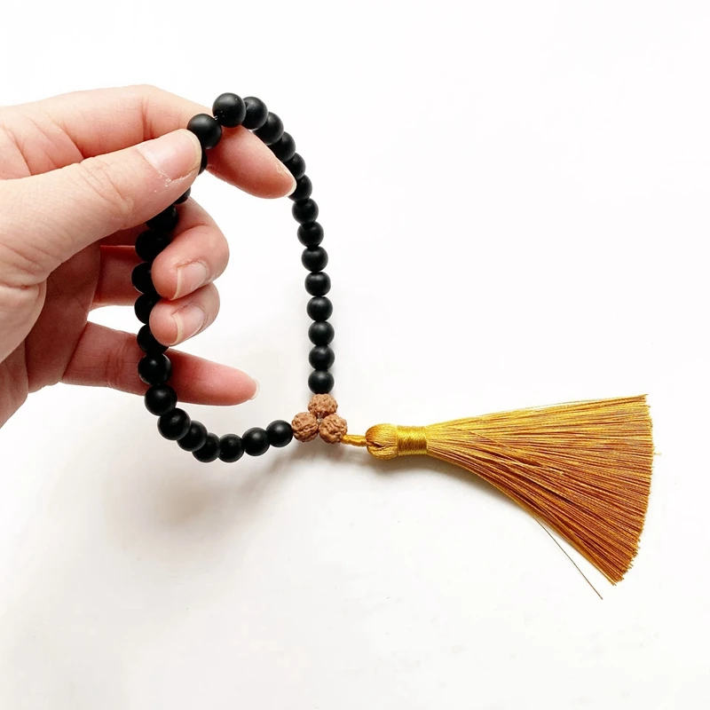 Натуральный черный оникс деревянный камень Rudraksha 33 молитвенные бусины