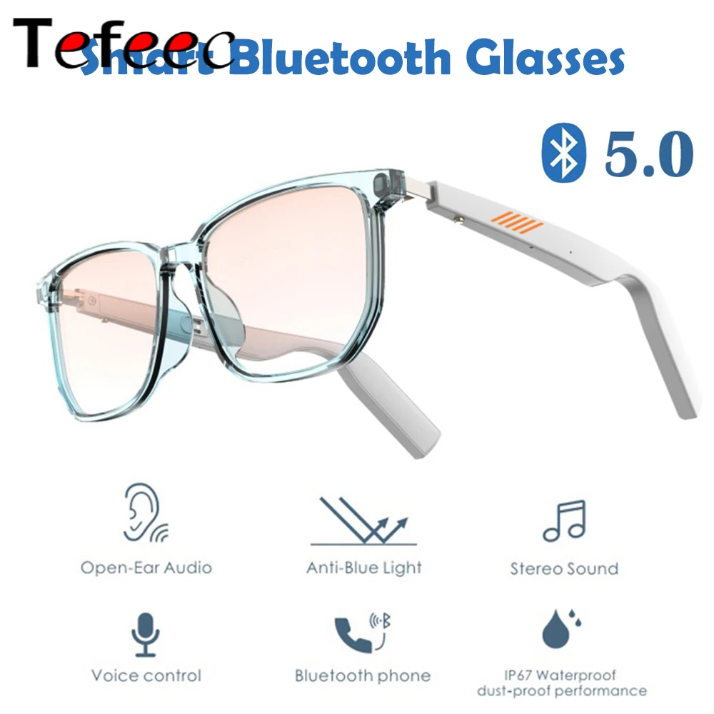 저렴한 지능형 안드로이드 블루투스 5.0 AI 안경 TWS 무선 음악 이어폰 안티 블루 편광 렌즈 선글라스, 스마트 안경
