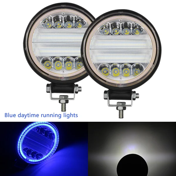 2PCS Round blue 4 дюймовый внедорожник светодиодный рабочий свет бар заливающий и точечный свет Combo Луч прожектор дневного света 12 в 126 Вт для Jeep ATV УАЗ 4WD 4x4 грузовик - Цвет: 2PCS Round blue